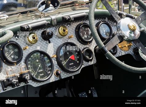 Vintage Blower Bentley interior at classic car show in the Cotswolds ...