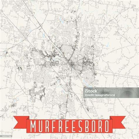 Murfreesboro Tennessee Usa Vector Map Stock Illustration Download Image Now Abstract Aerial