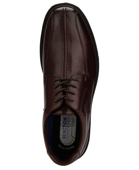 Kenneth Cole Reaction Leather Corey Flex Lace Up Shoes In Dark Brown Brown For Men Lyst