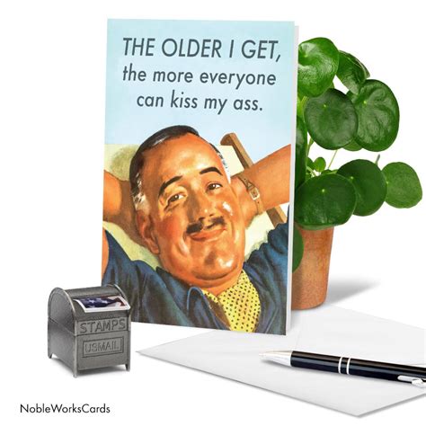Man Everyone Kiss My Ass Humorous Birthday Paper Greeting Card
