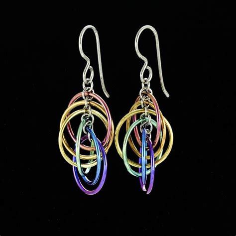 Etsy Niobium Rainbow Spiral Hoops Earrings Lightweight Colorful And