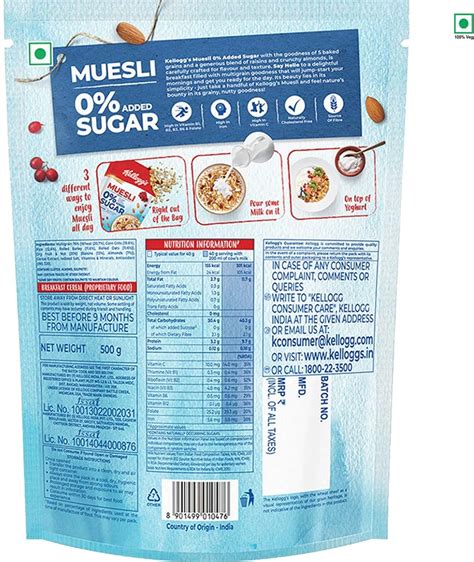 Buy KELLOGG S MUESLI WITH 0 ADDED SUGAR 500G POUCH Online Get Upto