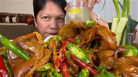 Spicy Pork Pata Adobo In Sprite And Atsuete Filipino Food Mukbang