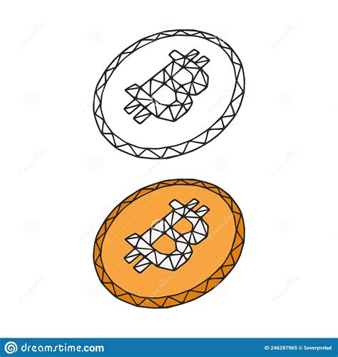 Icono Poligonal De La Moneda De Bitcoin Criptodivisa Arte De Baja