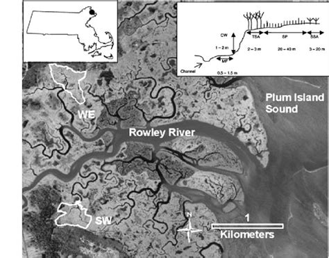 Map Of Plum Island Estuary Showing Location Of Experimental Creeks