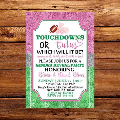 Editable Touchdown Or Tutus Gender Reveal Invite Touchdowns Etsy