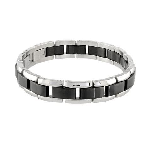 Hilo Black Ion Plated Stainless Steel Link Bracelet Steven Singer