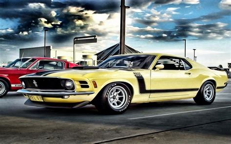 1680x1050 Resolution Yellow Coupe Illustration Ford Mustang Car