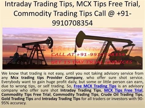 PPT Intraday Trading Tips MCX Tips Free Trial Commodity Trading