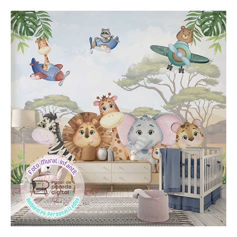 Papel De Parede Foto Mural Infantil Safari