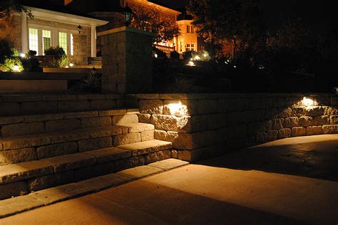 Retaining Wall And Patio Wall With Stairs And Accent Lighting Contemporary Patio