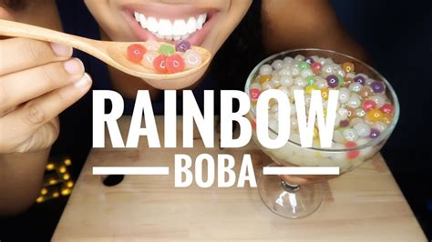 Asmr Rainbow Boba Tapioca Pearls Chewy Sticky Eating Sounds No