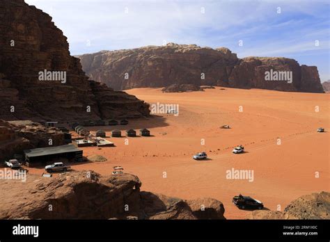 Tourist On A Jeep Tour In Wadi Rum Unesco World Heritage Site Jordan