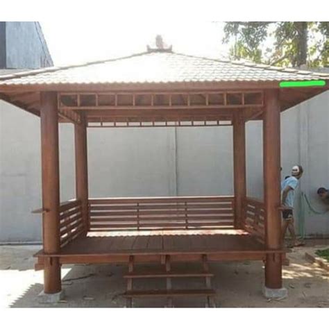 Jual Gazebo Kayu Kelapa X Meter Atap Sirap Saung Taman Rumah