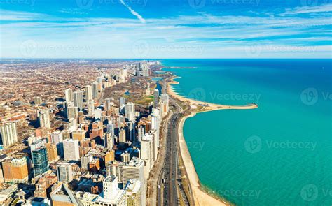 chicago downtown  lake michigan shore  usa  stock photo