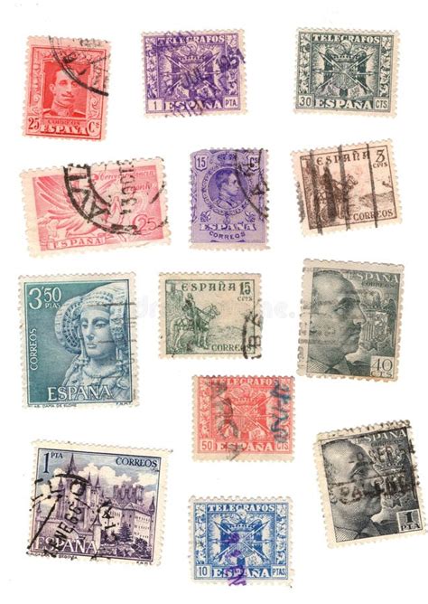 Vintage Postage Stamps From Spain Editorial Photography Image Of