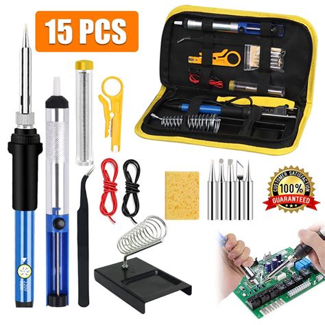 [SG Seller] 15 Pcs Set 60W Soldering Iron Kit Electronics 15 Pieces Set ...