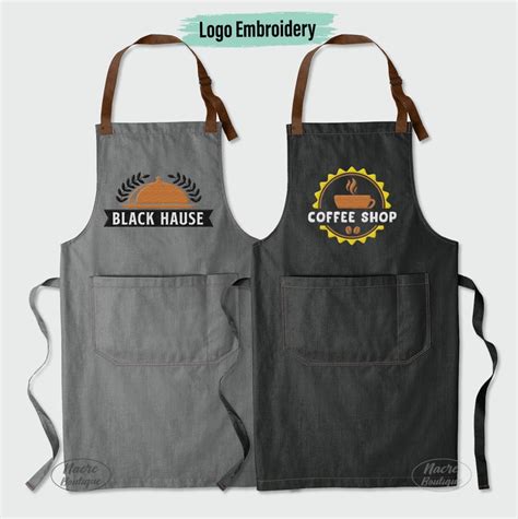 Custom Print Apron Custom Embroidered Apron Custom Logo Etsy