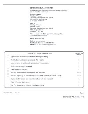 Fillable Online Sbr Gov Bc Fin Mec Application For Refund Of