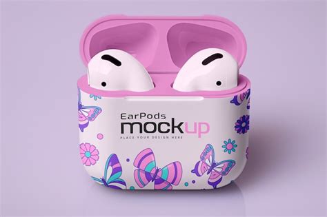 Premium Psd Airpods With Case Mockup