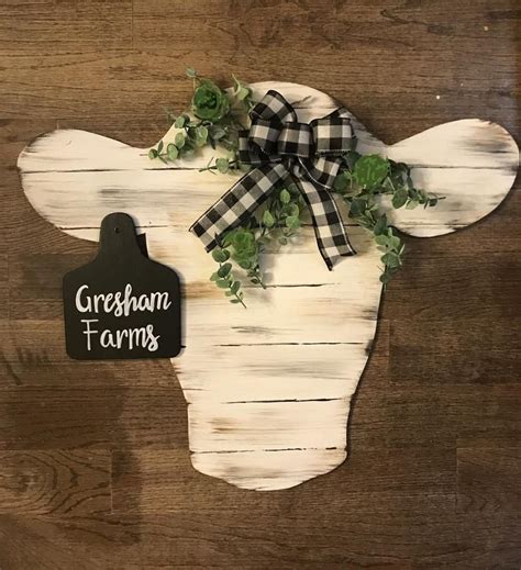 Farmhouse Cow Head Door Hanger Farmhouse Rustic Cows Home Decor