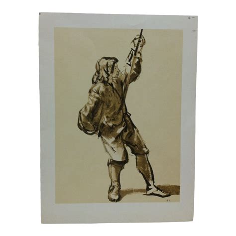 1977 Vintage Rembrandt Drawing Of Soldier West German Print Chairish