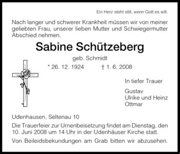 Traueranzeigen Von Sabine Sch Tzeberg Trauer Hna De