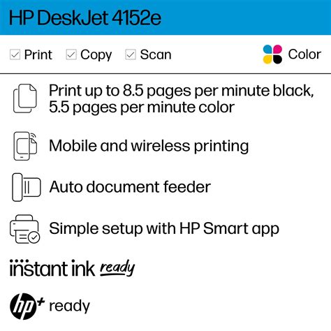 Hp Deskjet 4152e All In One Color Inkjet Printer With 3 Months Instant Ink Included With Hp