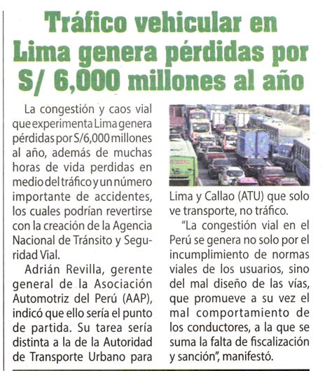 Seis Mil Millones Se Pierde Al A O Por Caos Vehicular En Lima