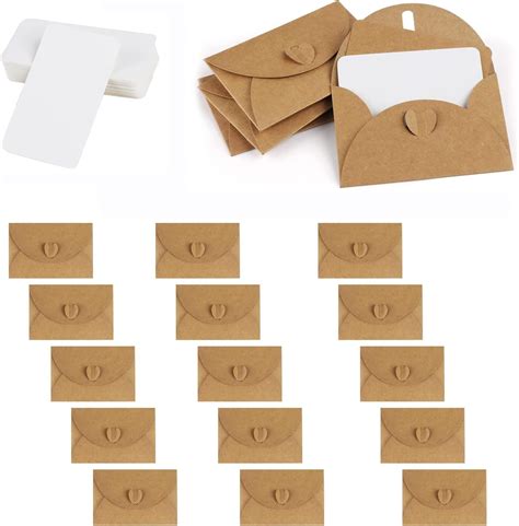 IOPYKKOA 15 Enveloppes En Papier Kraft Avec 15 Cartes En Papier Vierges