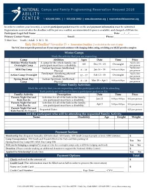 Fillable Online Discovernac Camp Registration Form Msdocx