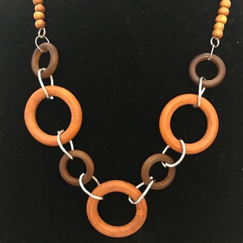 Wood Beaded Necklace And Bracelet Gem