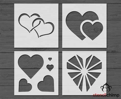 Heart Stencil Bundle Joined Hearts Nested Hearts Multi Etsyde