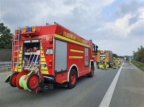 Pkw Brennt Auf Autobahn A Bei Osnabr Ck Aus