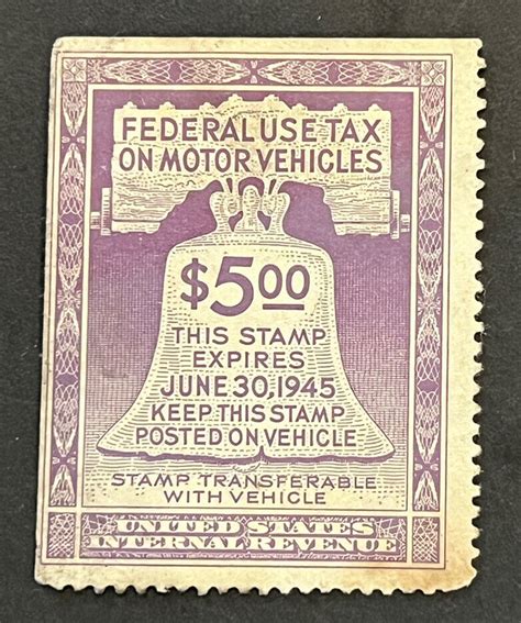 Travelstamps US Motor Vehicle Tax Stamp 1944 Used EBay