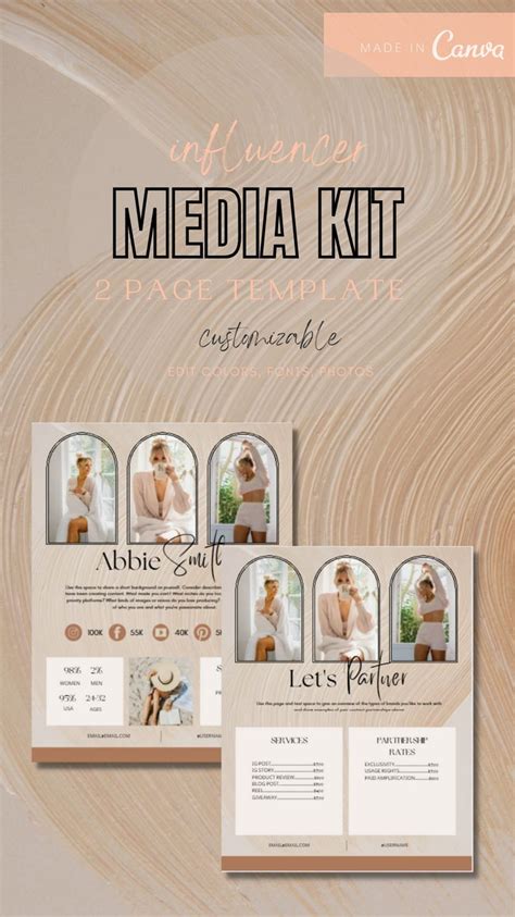 Media Kit Template Rate Sheet Influencer Media Kit Blogger Media Kit