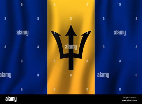 Barbados Realistic Waving Flag Vector Illustration National Country