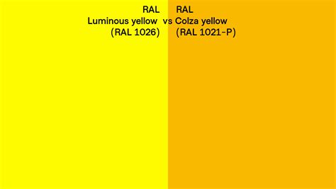 RAL Luminous Yellow Vs Colza Yellow Side By Side Comparison