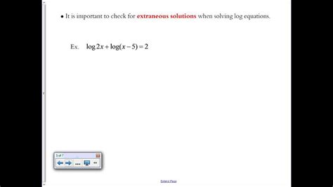 7 6b Solving Logarithmic Equations Youtube