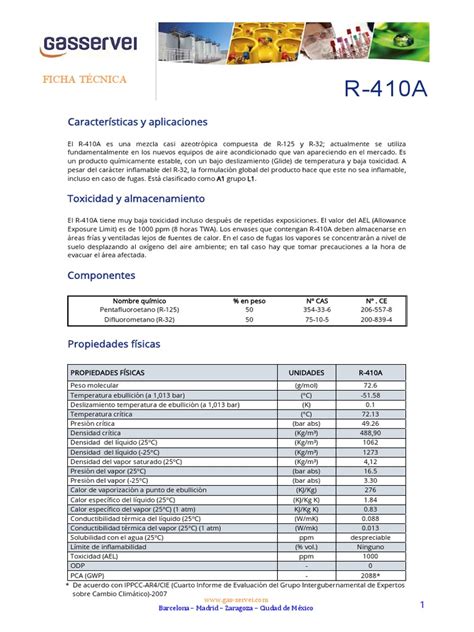 Ficha Técnica Refrigerante 410 A Pdf