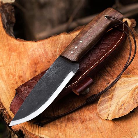 Amazon QR BLADES 10 Handmade Fixed Blade Hunting Knife Scandi