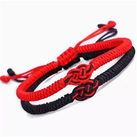 Par Pulseras Duo Nudo Chino Hilo Rojo Parejas Tibetana B Mercadolibre