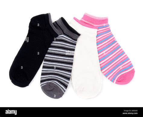 Four Colored Striped Socks Isolated On White Background Stock Photo Alamy