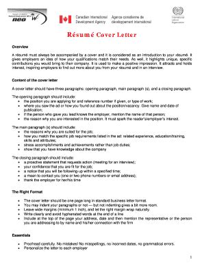 Fillable Online Rsum Cover Letter Fax Email Print Pdffiller