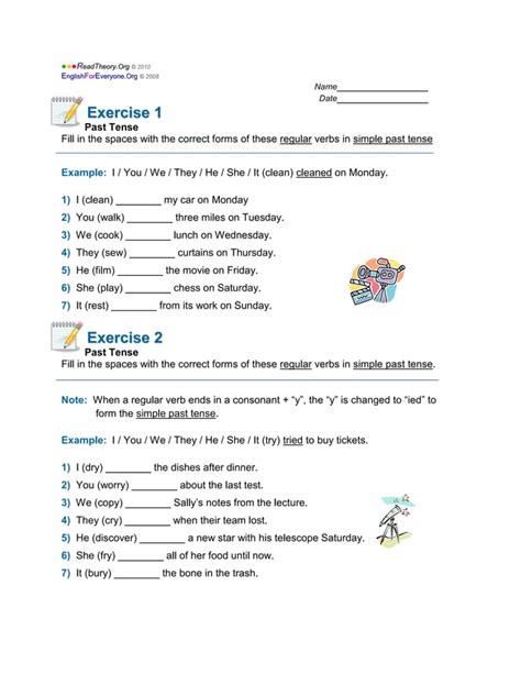 Past Tense Exercise 1and2 PDF