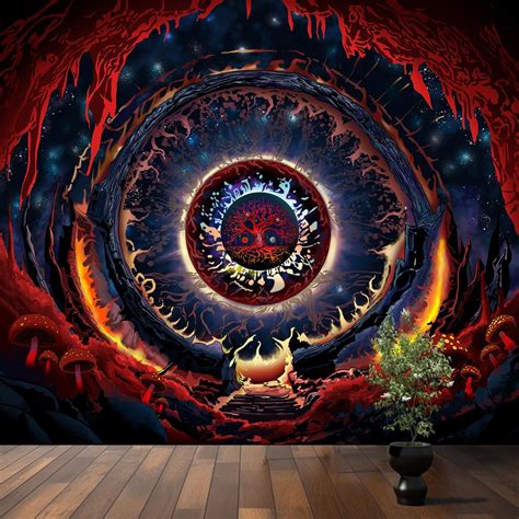 Amazon LZBXBXDA The Eye Tree Of Life Tapestry Nature Plant Black