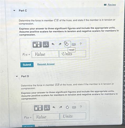 Solved Determine The Force In Member CE Of The Truss And Chegg