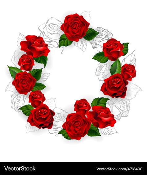 Circle Of Red Roses Royalty Free Vector Image Vectorstock