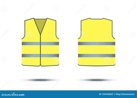 Yellow Reflective Safety Vest Isolated on White Background. Vector ...