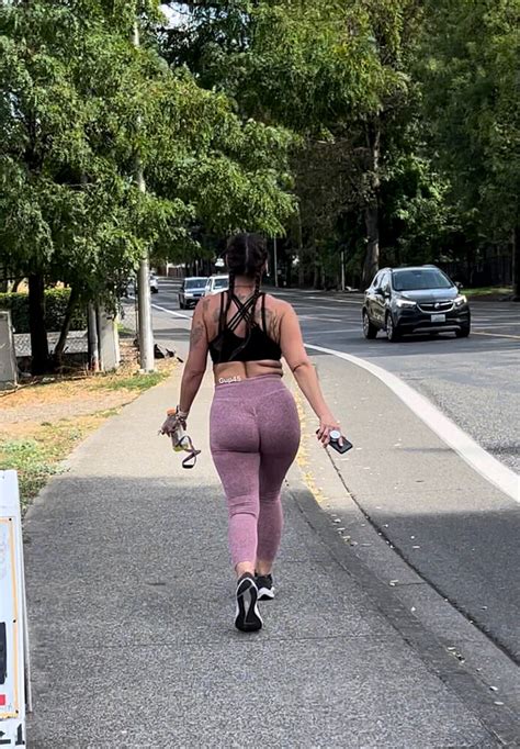 OC Jiggly Brunette With Pigtails Walking In Pink Leggings Spandex Leggings Yoga Pants Forum